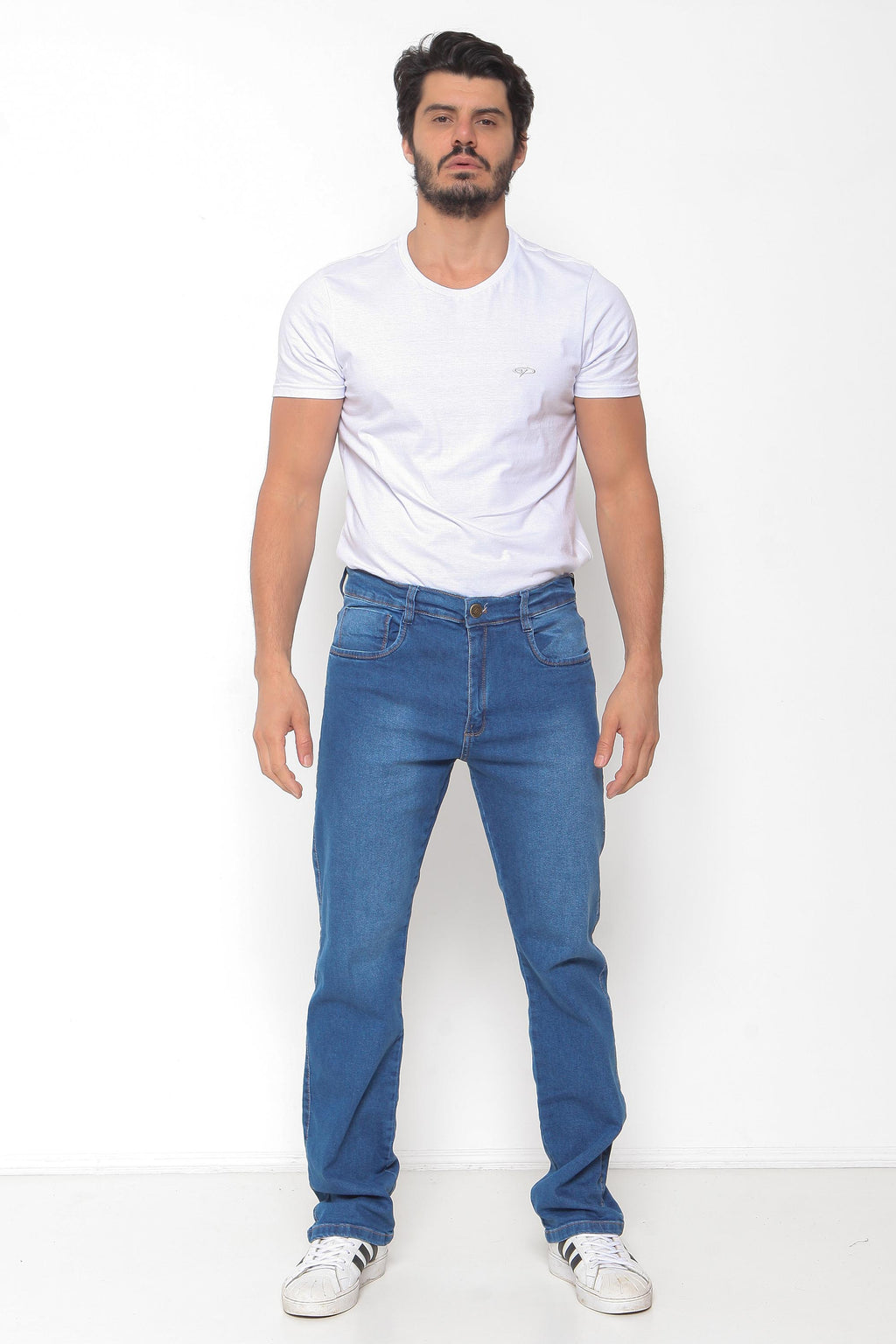 Calça Jeans Masculina Reta Clara com Used
