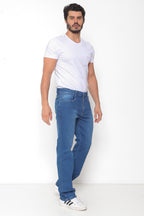 Calça Jeans Masculina Reta Clara com Used