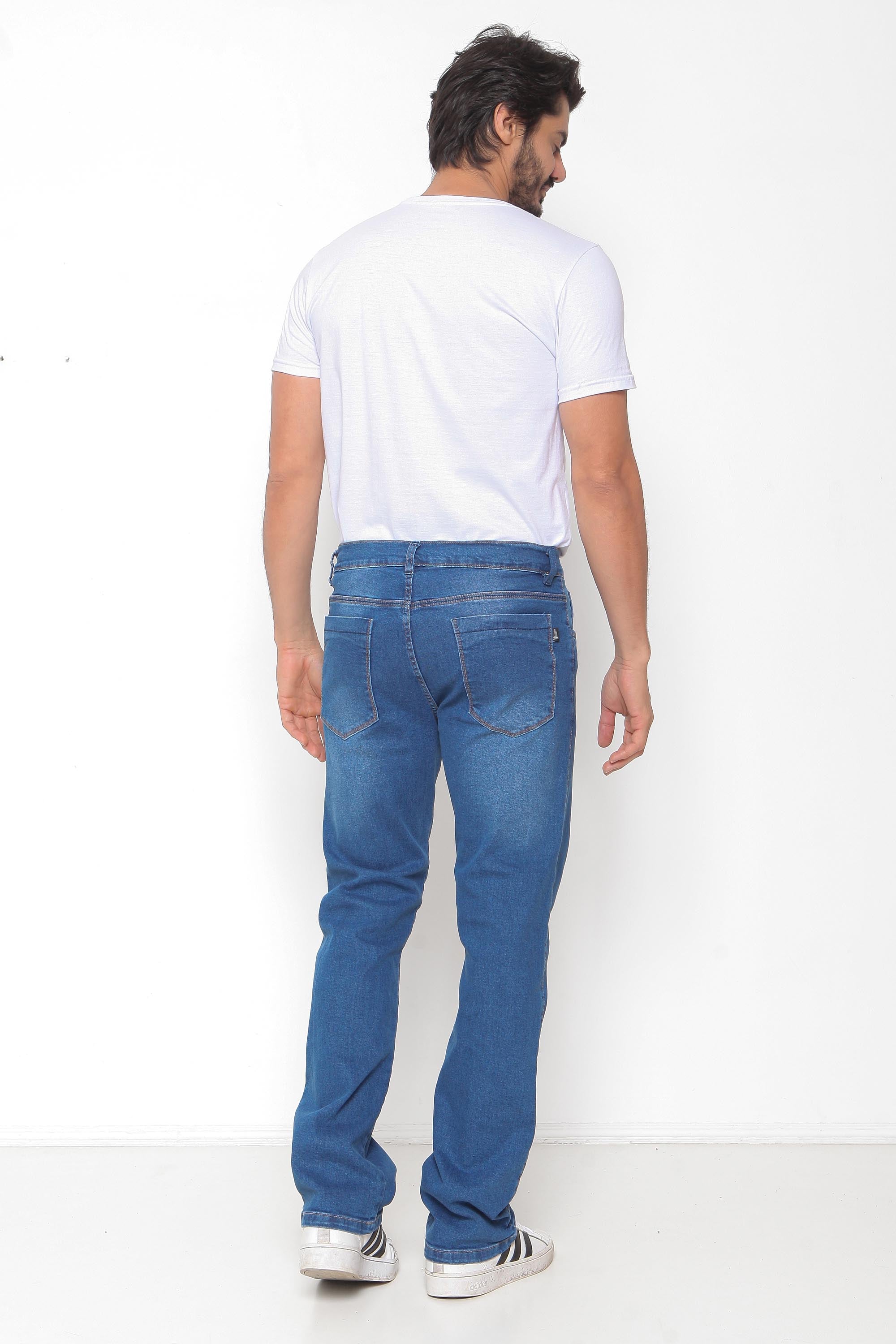 Calça Jeans Masculina Reta Clara com Used