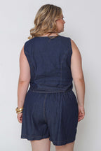 Colete Jeans Leve Feminino Abertura Botões