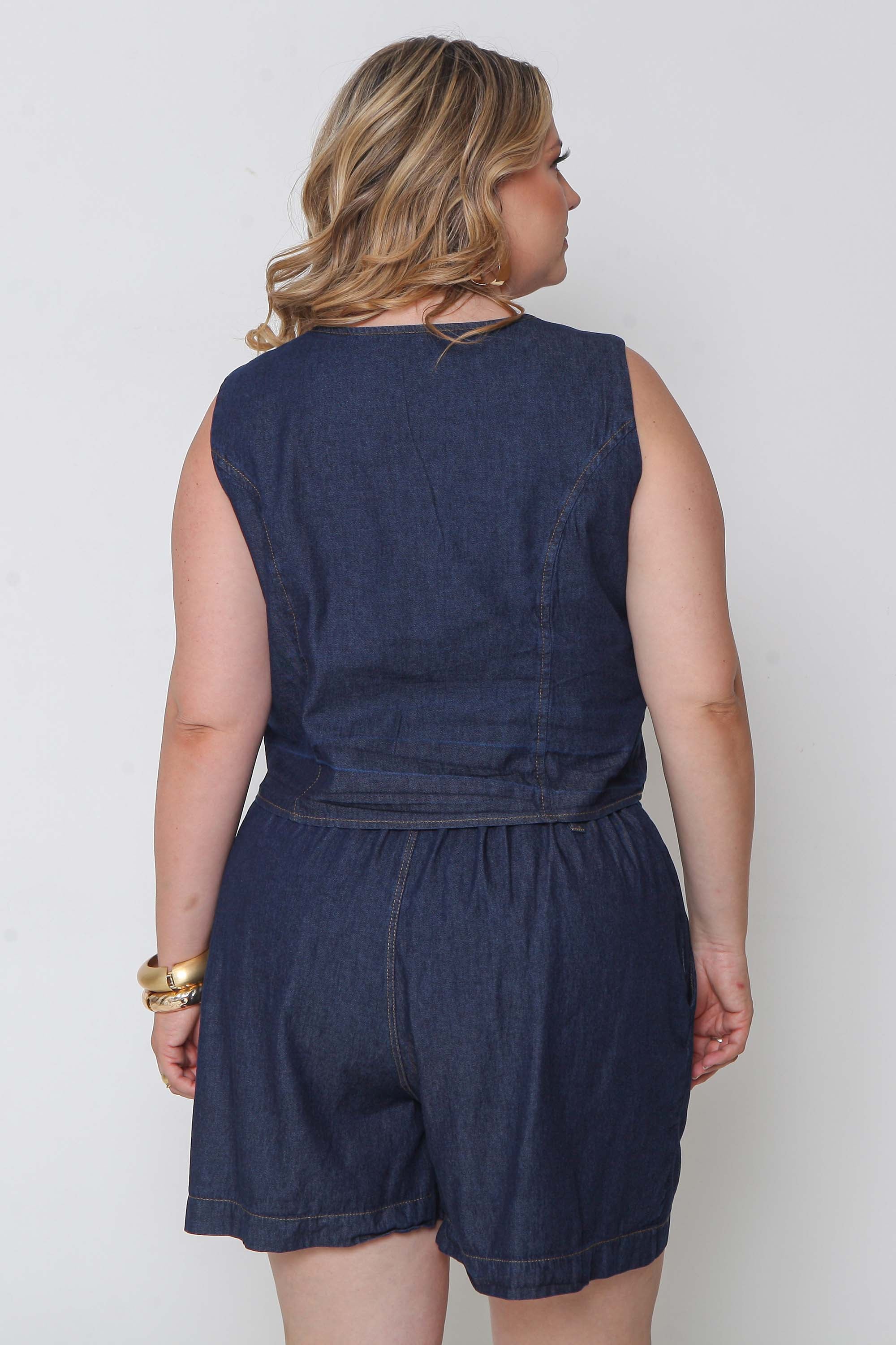 Colete Jeans Leve Feminino Abertura Botões