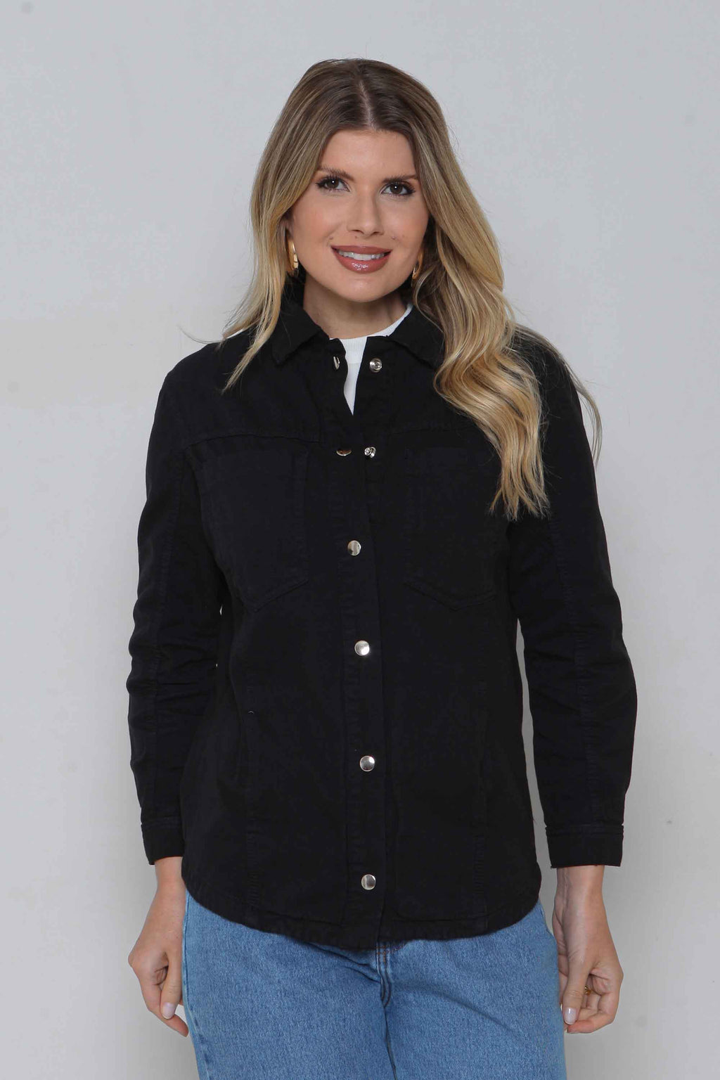 Jaqueta Sarja Feminina Regular Verde e Preta