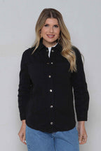 Jaqueta Sarja Feminina Regular Verde e Preta