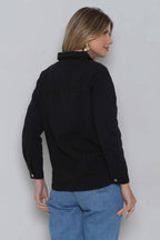 Jaqueta Sarja Feminina Regular Verde e Preta