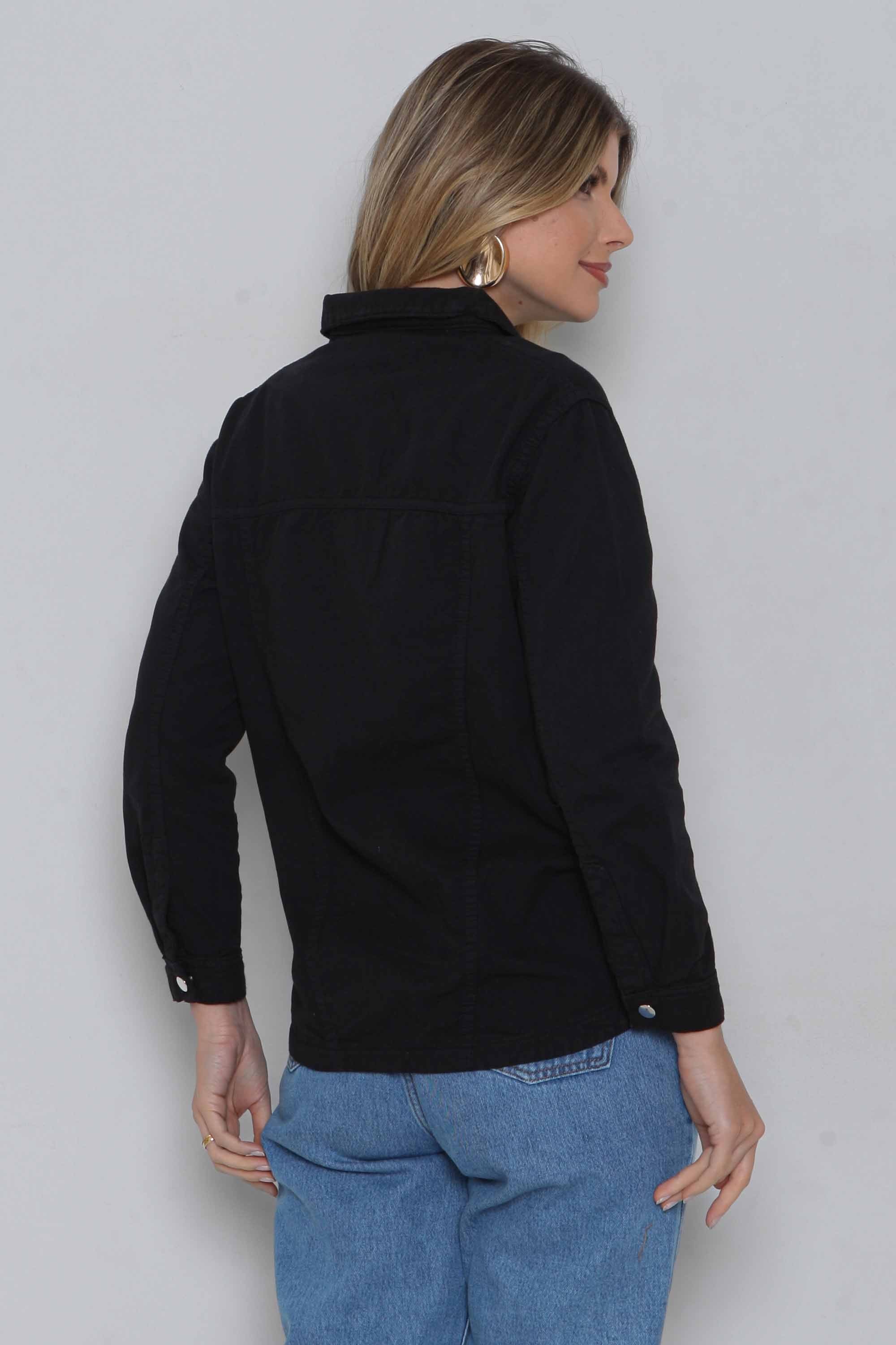 Jaqueta Sarja Feminina Regular Verde e Preta