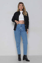 Jaqueta Sarja Feminina Regular Verde e Preta