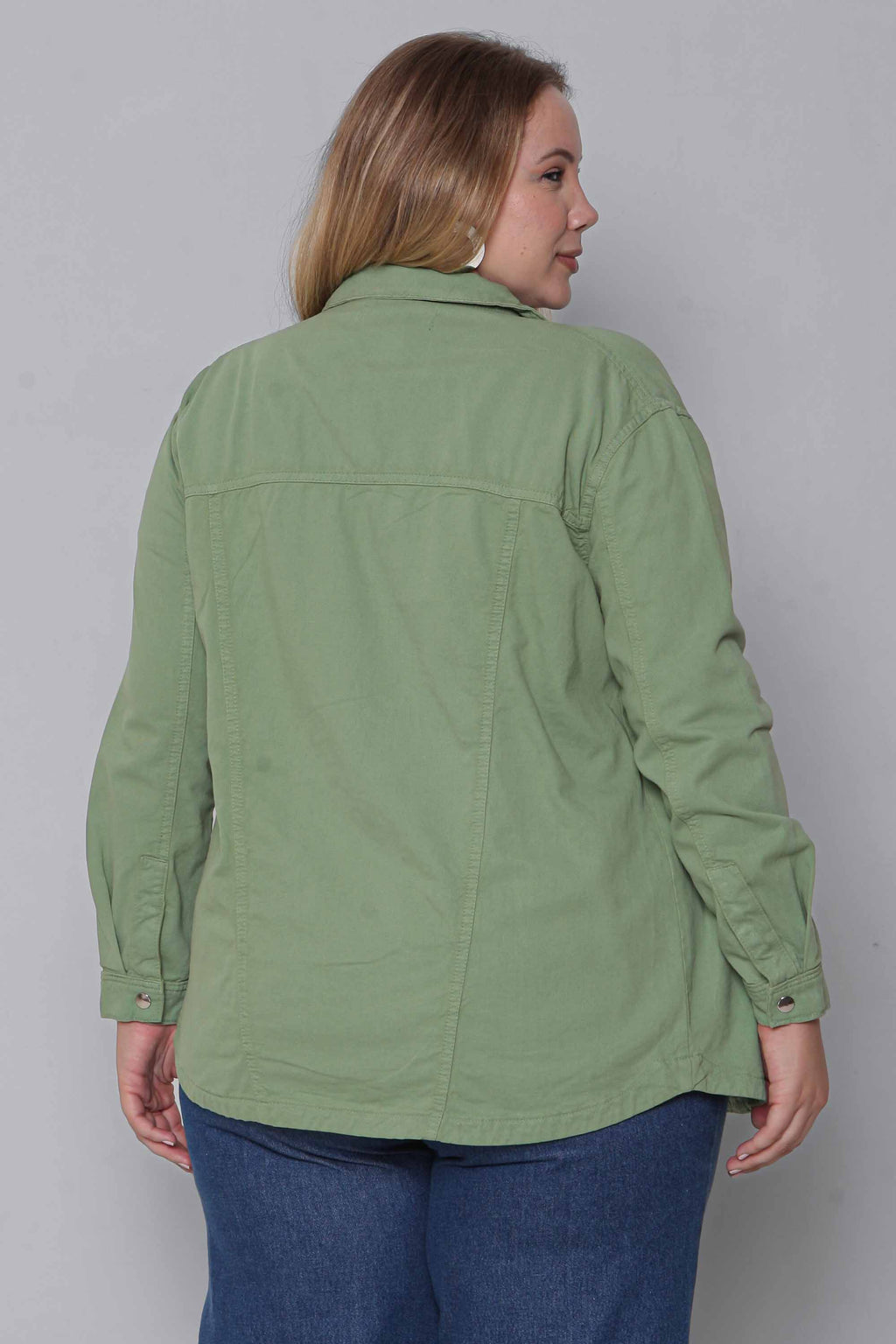 Jaqueta Sarja Feminina Regular Verde e Preta