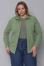 Jaqueta Sarja Feminina Regular Verde e Preta