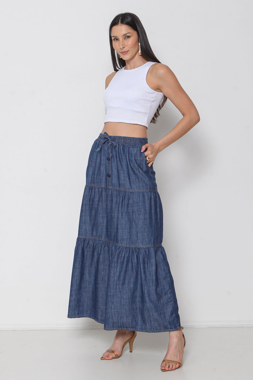 Saia 3 Marias Maxi com Elástico na Cintura
