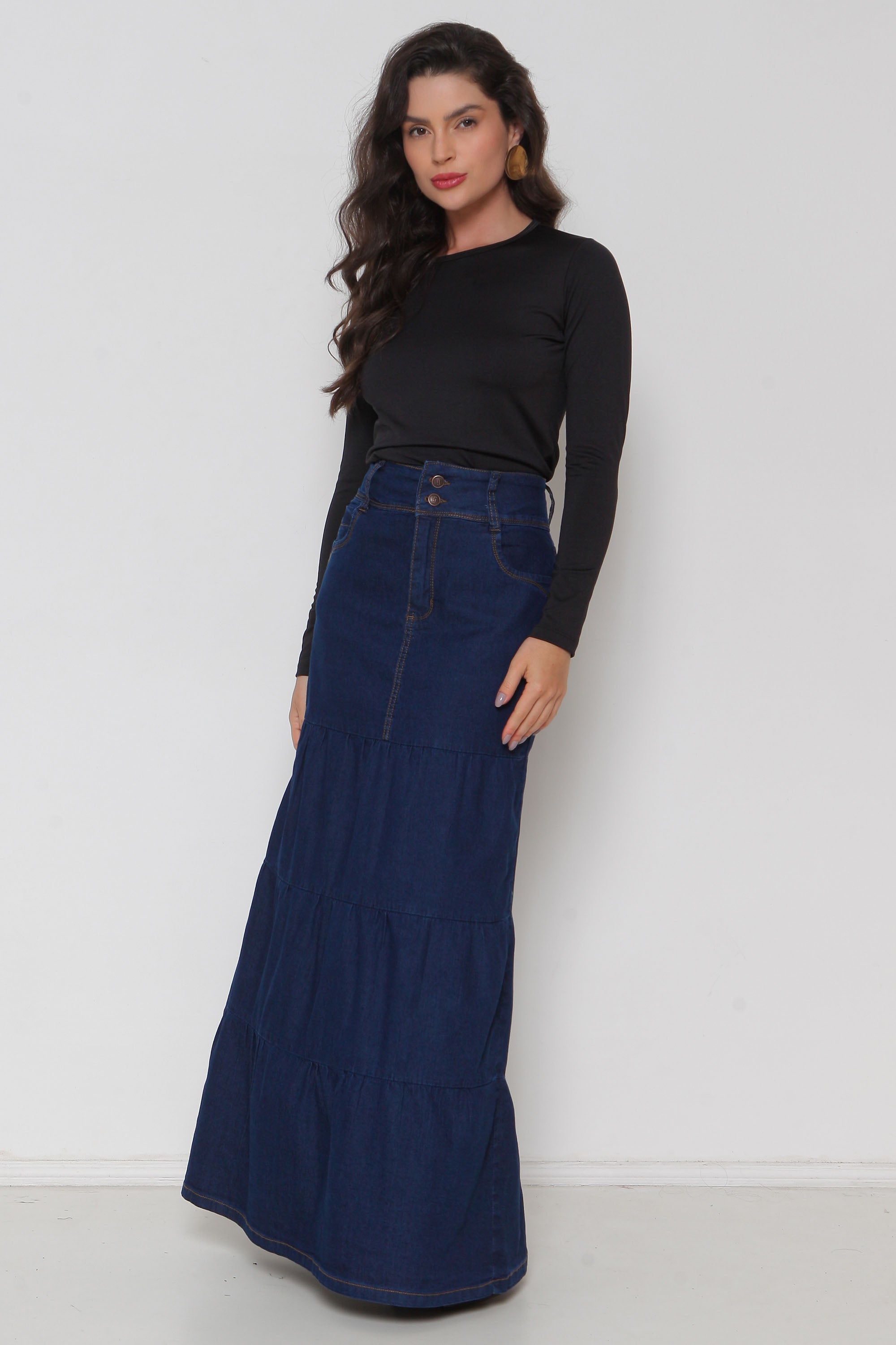 Saia Jeans Três Marias Longa