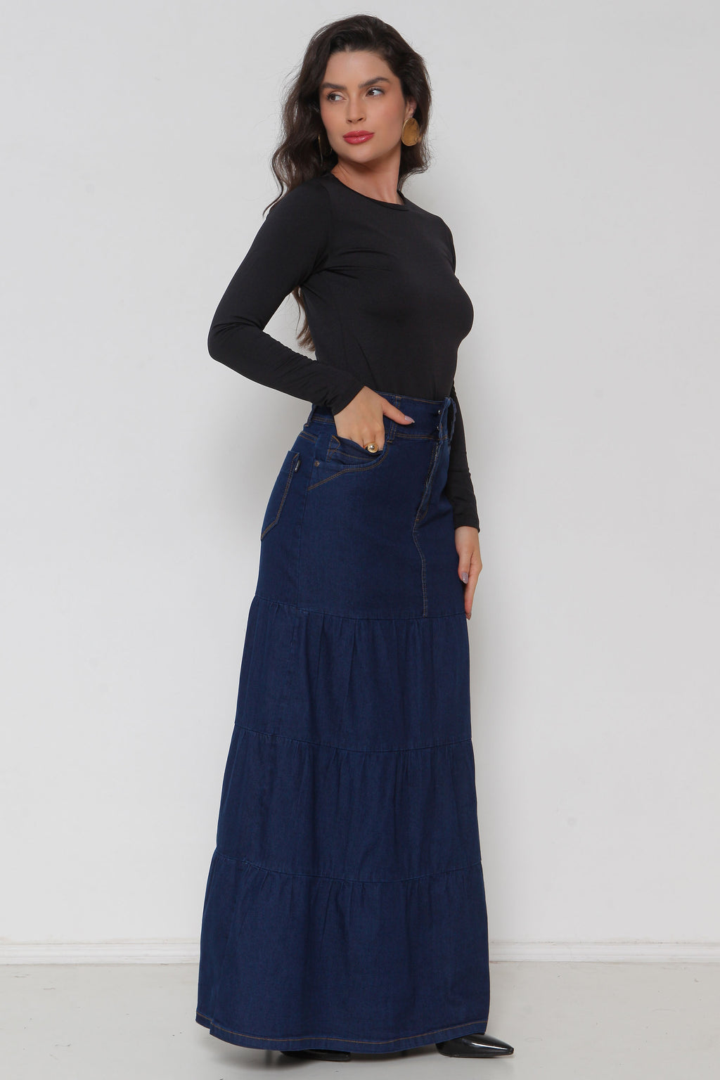 Saia Jeans Três Marias Longa