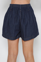 Short Feminino Jeans Leve com Elástico Cintura sem Elastano