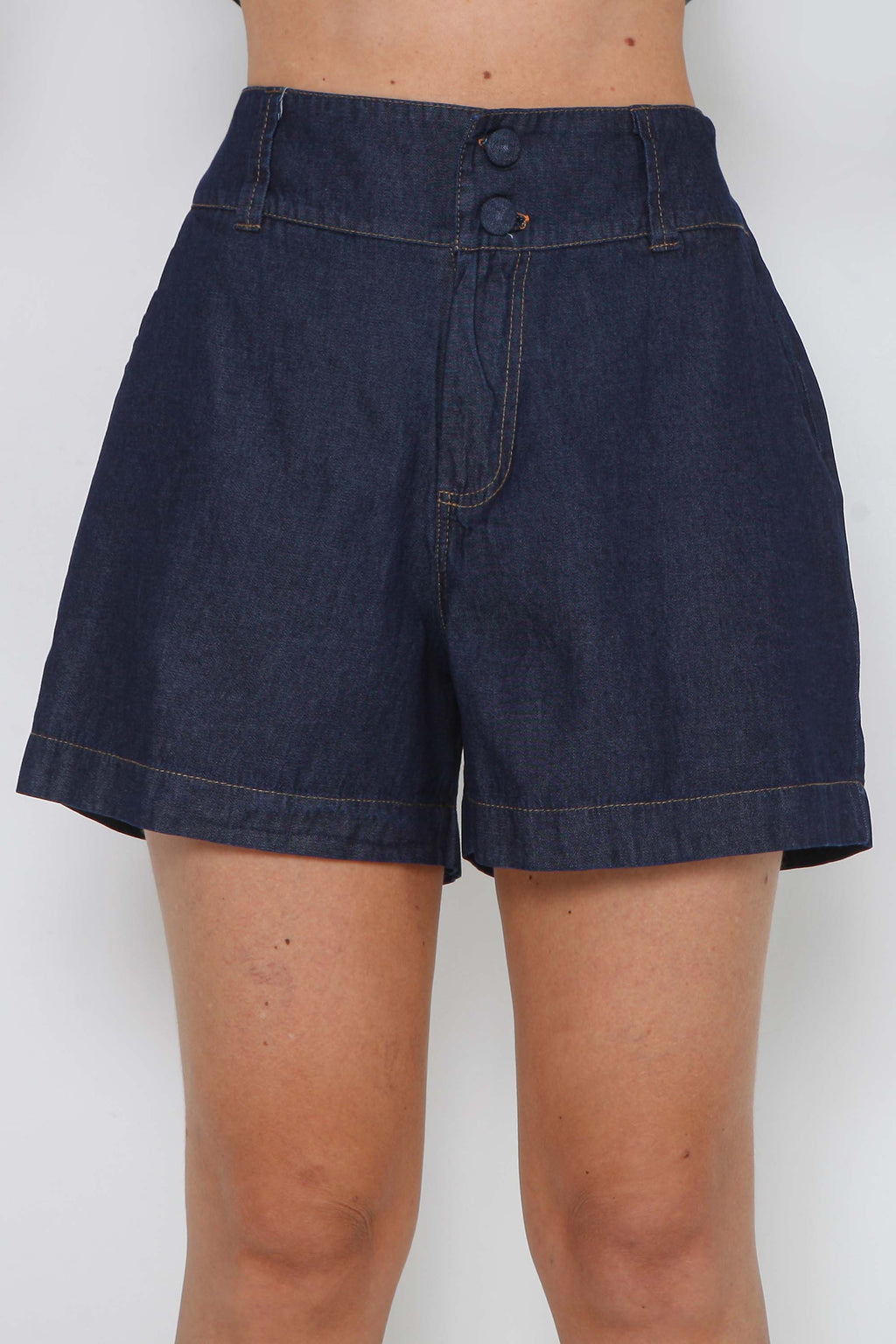 Short Feminino Jeans Leve com Elástico Cintura sem Elastano