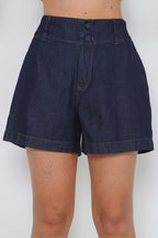 Short Feminino Jeans Leve com Elástico Cintura sem Elastano