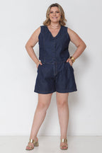 Short Feminino Jeans Leve com Elástico Cintura sem Elastano