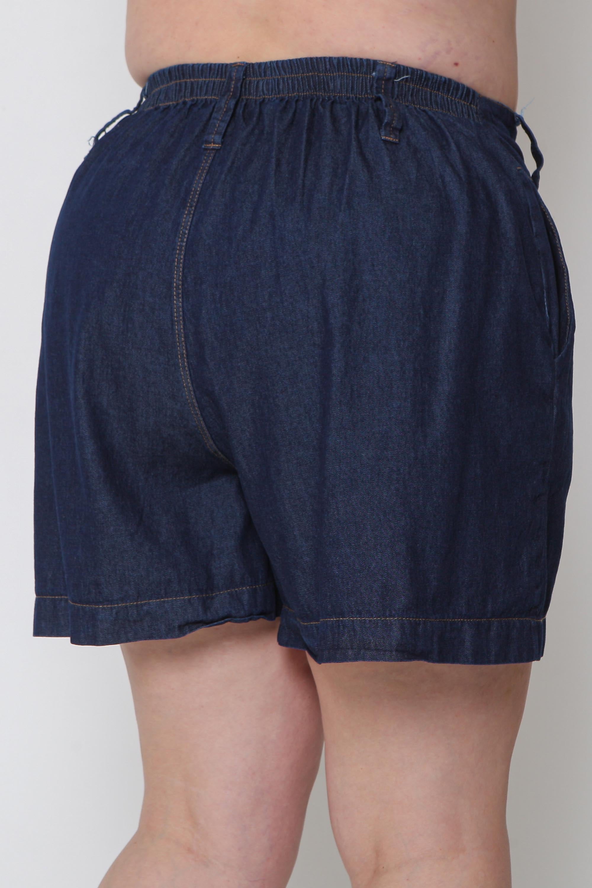 Short Feminino Jeans Leve com Elástico Cintura sem Elastano