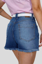 Short Feminino Jeans Mom com Bordado