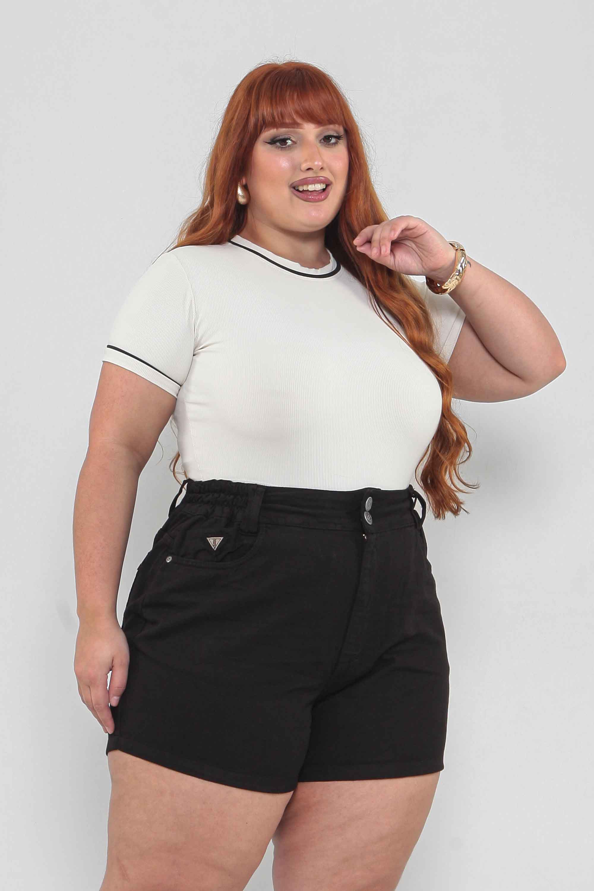 Shorts Feminino Mom Com Elástico Plus Size