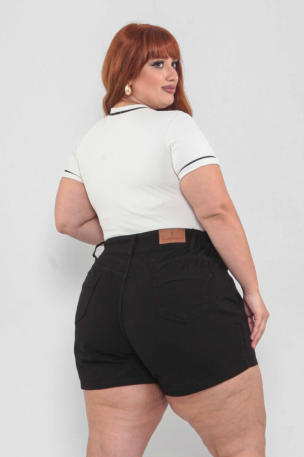 Shorts Feminino Mom Com Elástico Plus Size