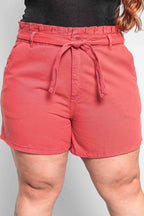 Shorts Sarja Feminino Mom Clochard com Cinto Plus Size