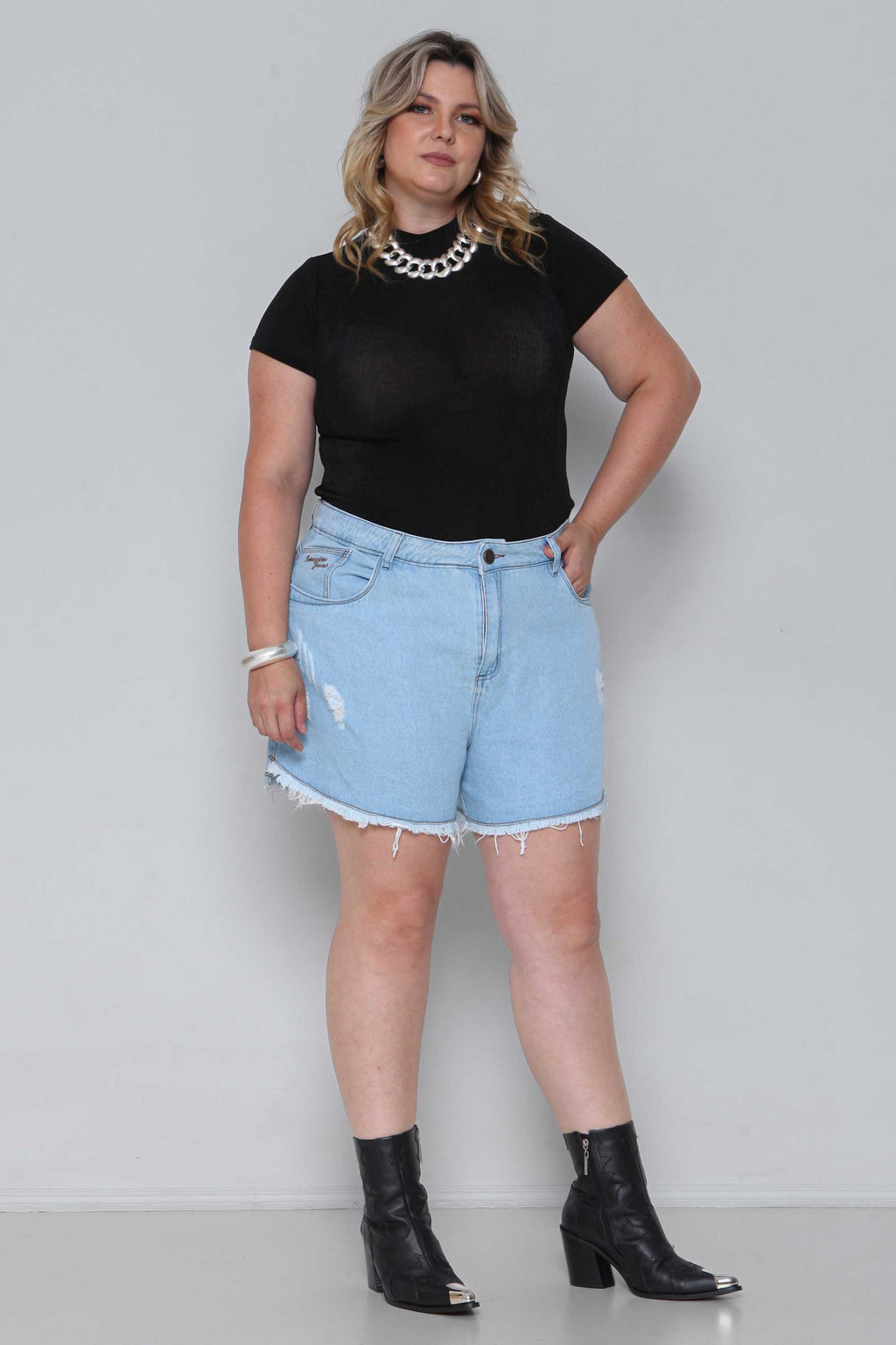 Shorts Jeans Feminino Mom Soltinho Plus Size