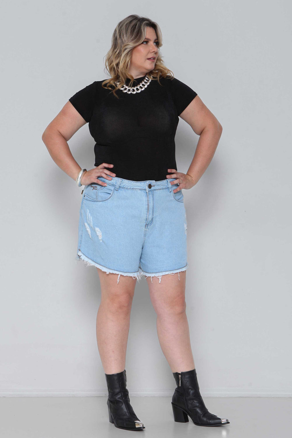 Shorts Jeans Feminino Mom Soltinho Plus Size