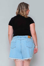 Shorts Jeans Feminino Mom Soltinho Plus Size