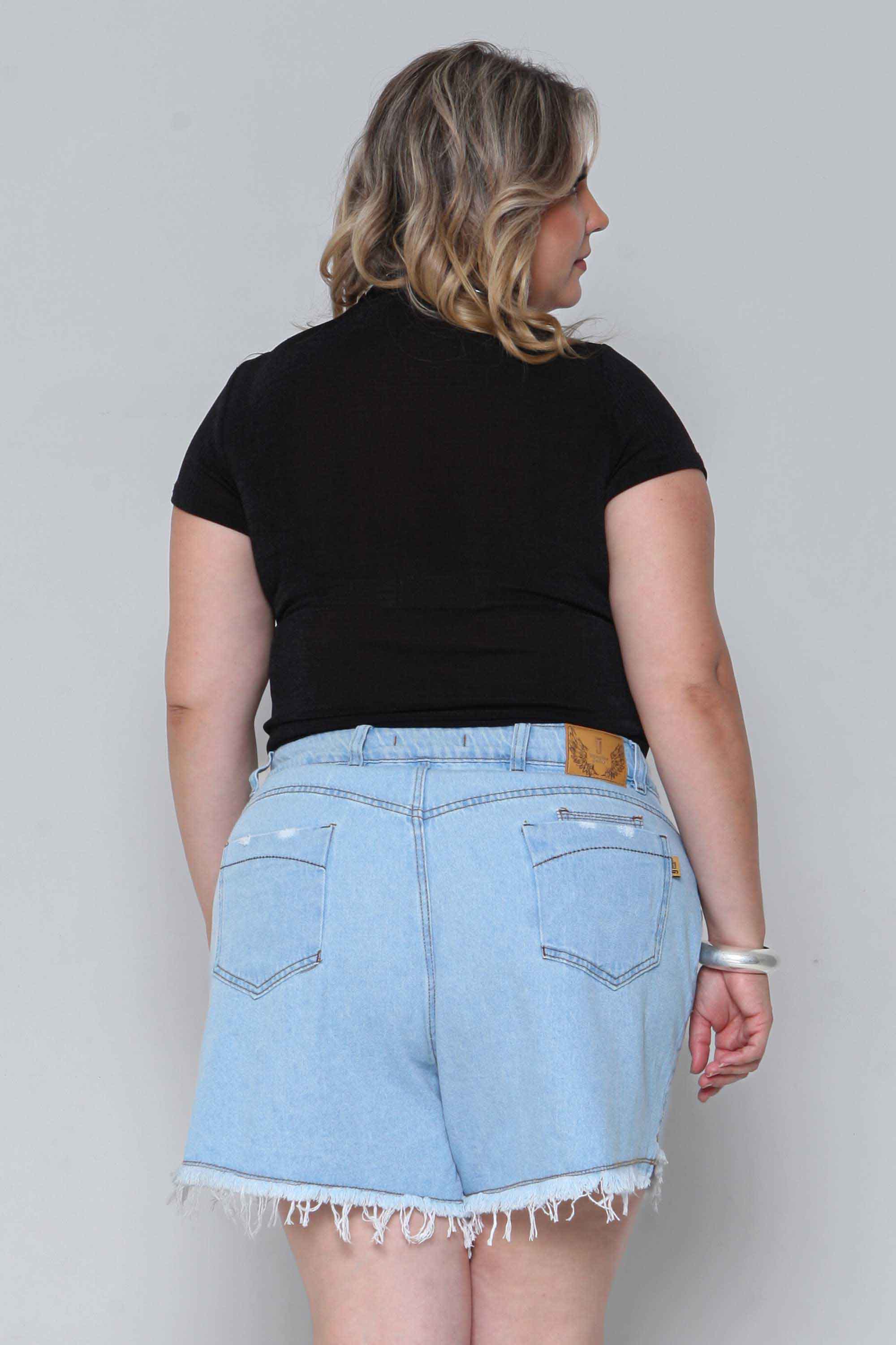 Shorts Jeans Feminino Mom Soltinho Plus Size