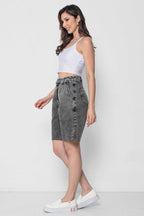 Bermuda Feminina Jeans Jorts com Pence Preta