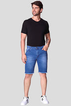 Bermuda Jeans Masculina com Barra Desfiada
