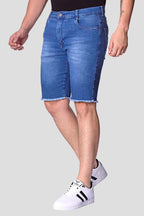 Bermuda Jeans Masculina com Barra Desfiada