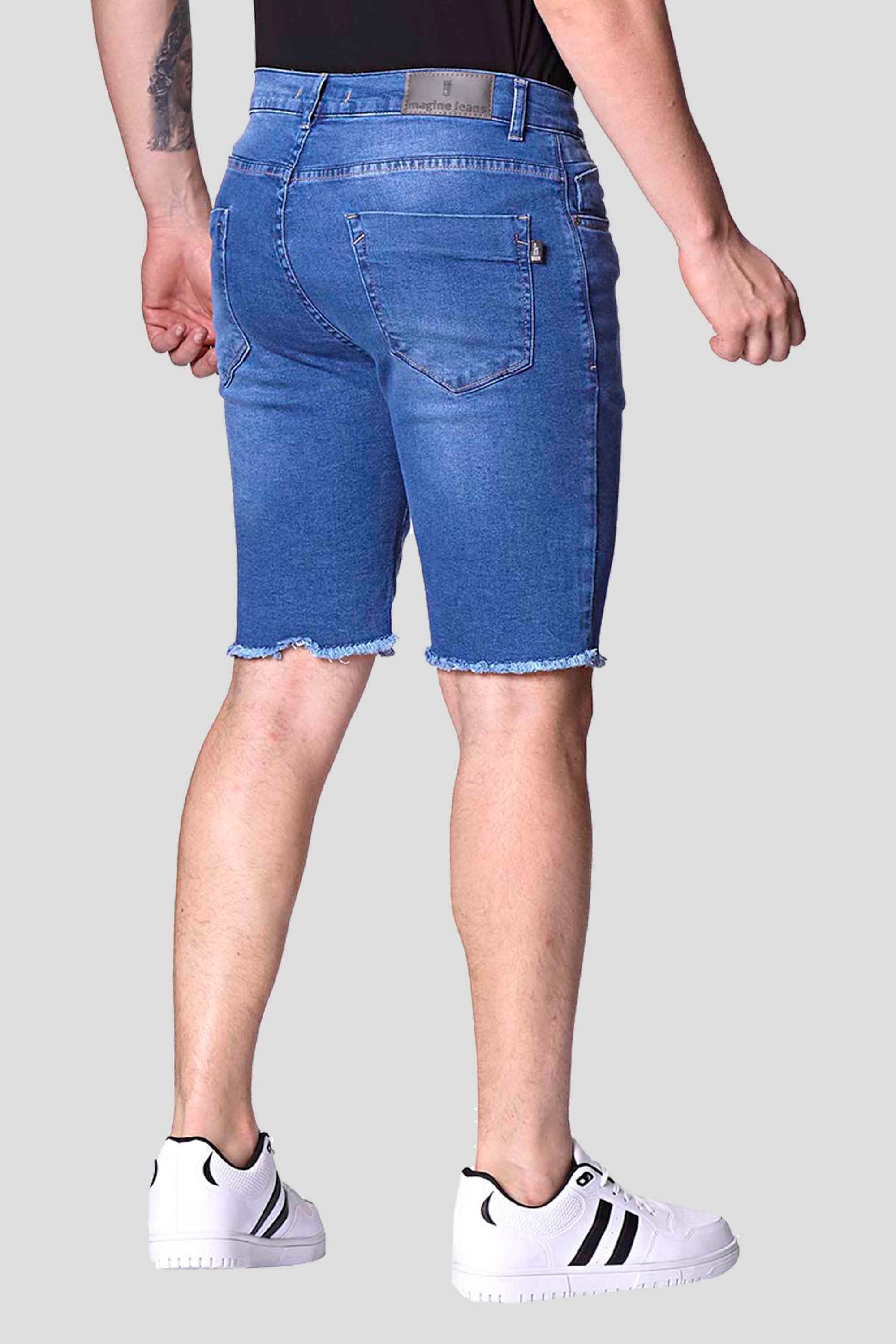 Bermuda Jeans Masculina com Barra Desfiada