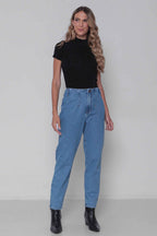Calça Jeans Feminina Mom Alfaiataria Padrão a Plus sem Elastano
