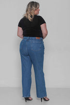 Calça Feminina Jeans Reta Lavagem Escura sem Elastano