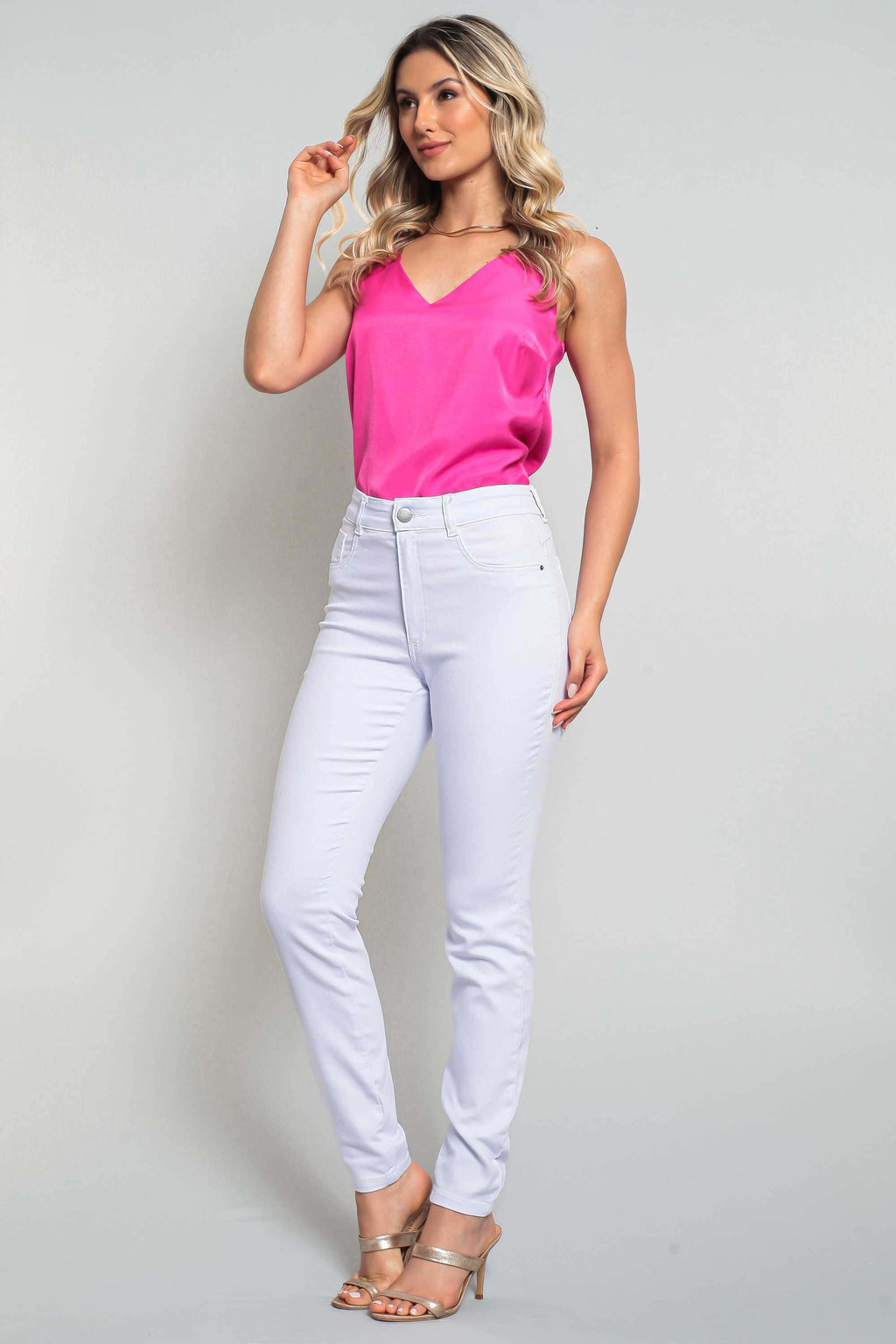 Calça Sarja Feminina Skinny Branca