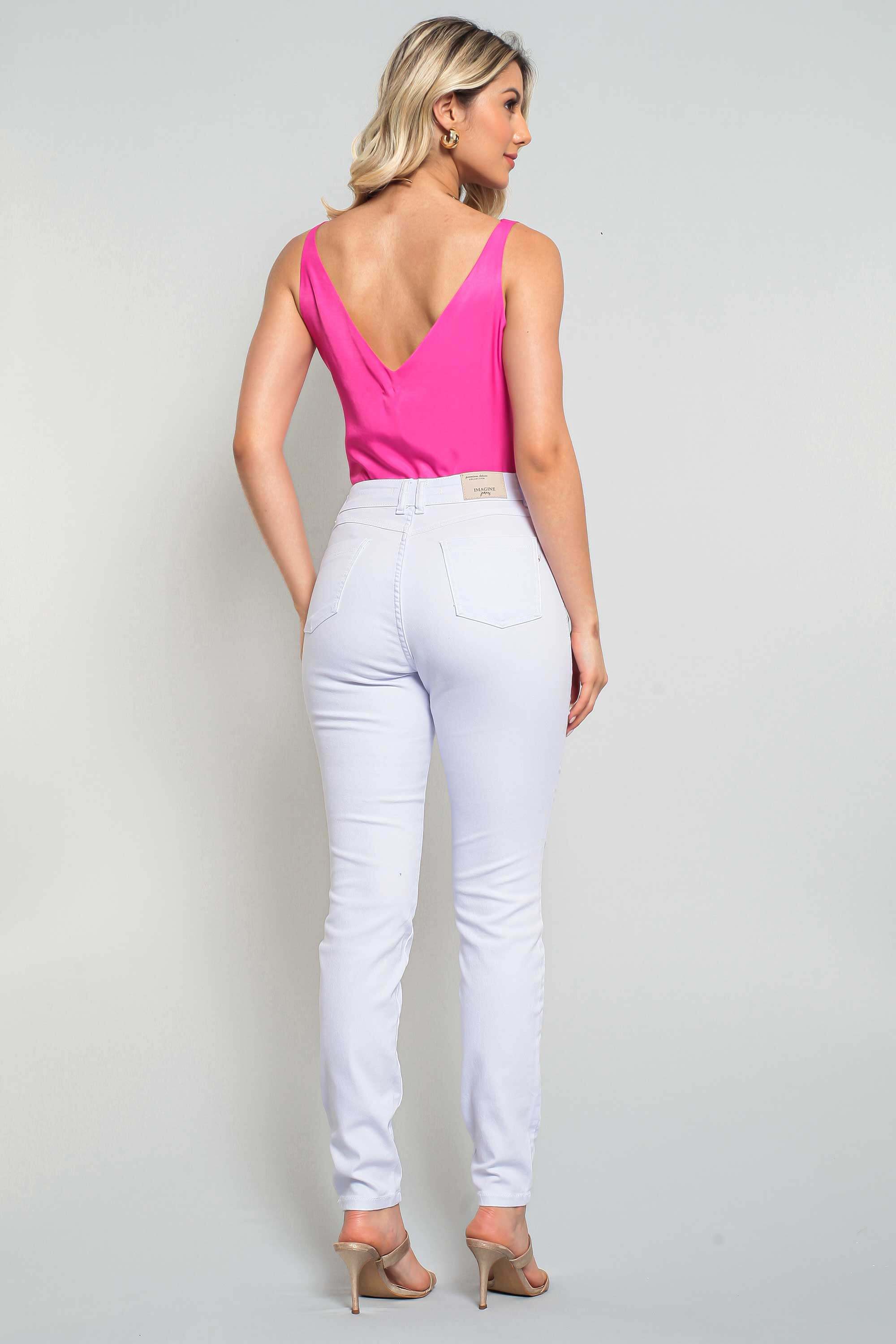 Calça Sarja Feminina Skinny Branca
