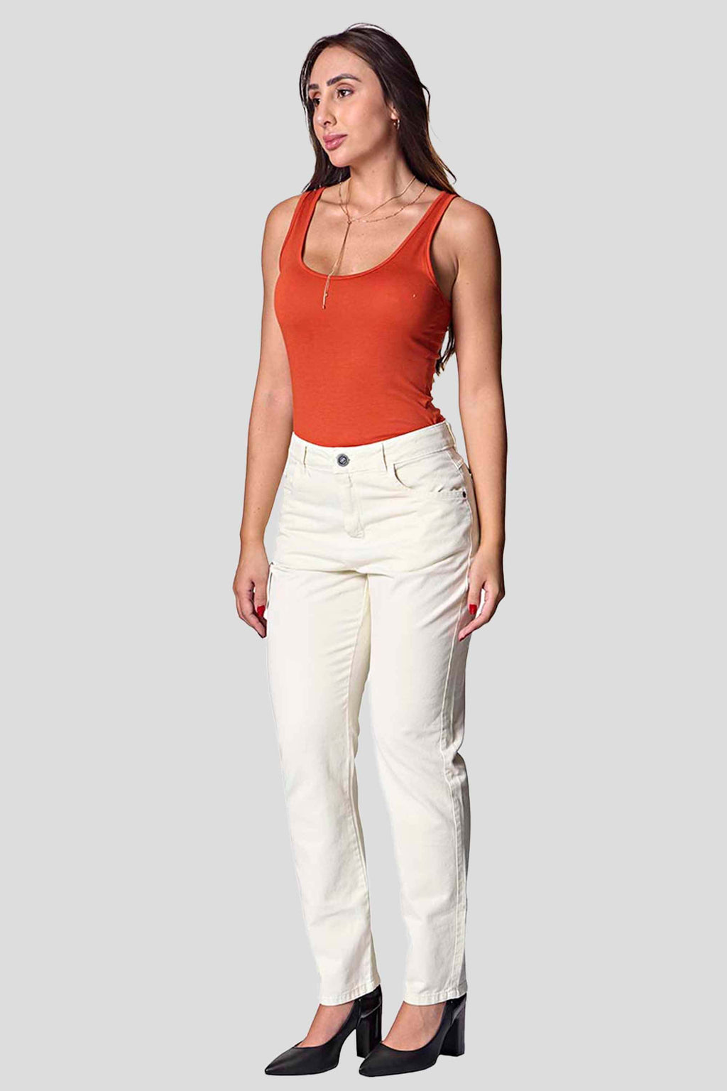 Calça Sarja Feminina Reta Off-White