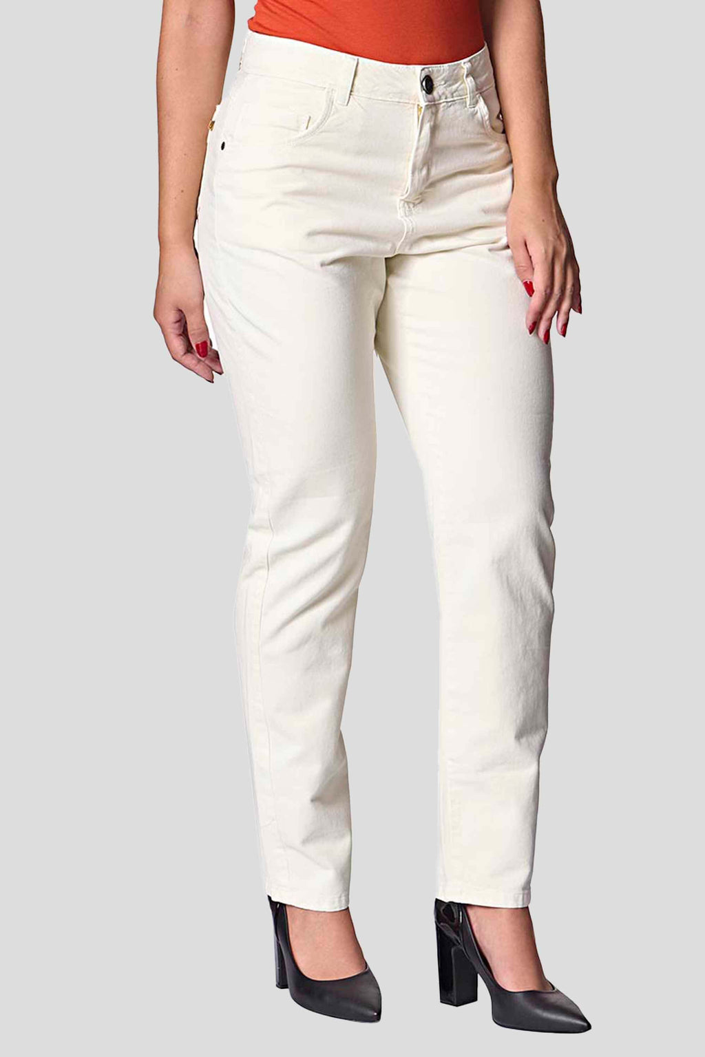 Calça Sarja Feminina Reta Off-White
