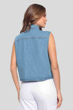 Colete Jeans Feminino Cargo