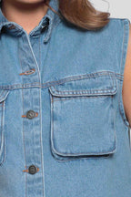 Colete Jeans Feminino Cargo