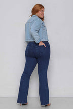 Jaqueta Feminina Jeans Cropped com Manga Princesa