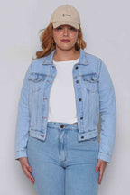Jaqueta Feminina Jeans Regular Clara e Escura com Bolsos