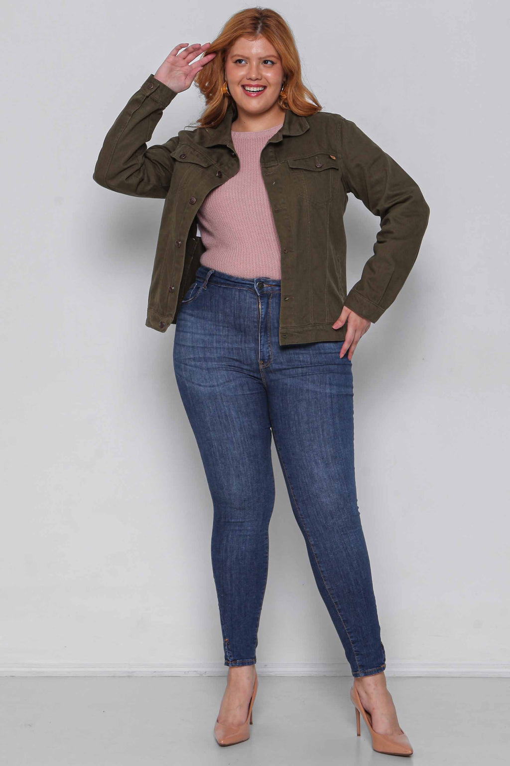 Jaqueta Sarja Feminina Oversized Verde Militar