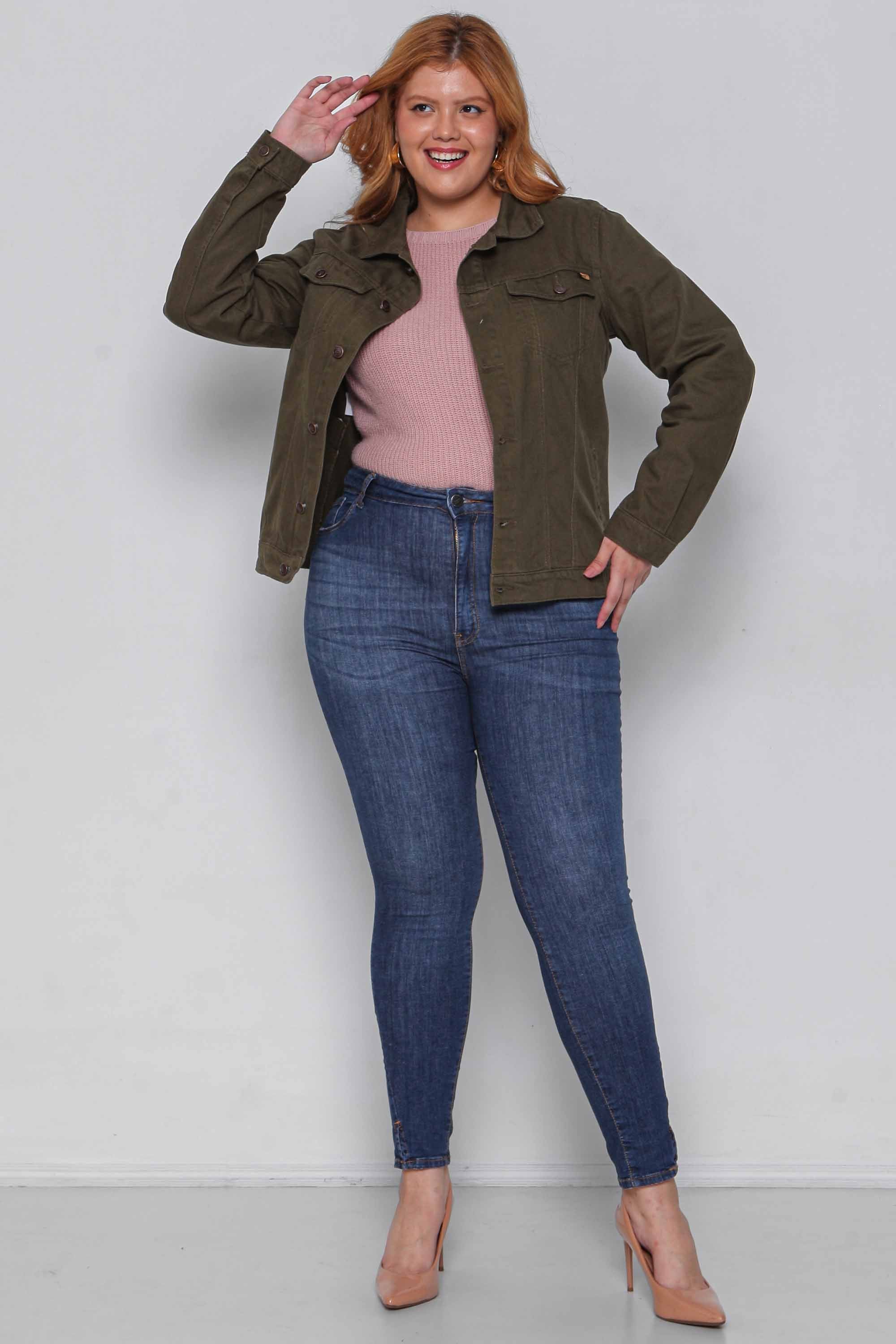 Jaqueta Sarja Feminina Oversized Verde Militar