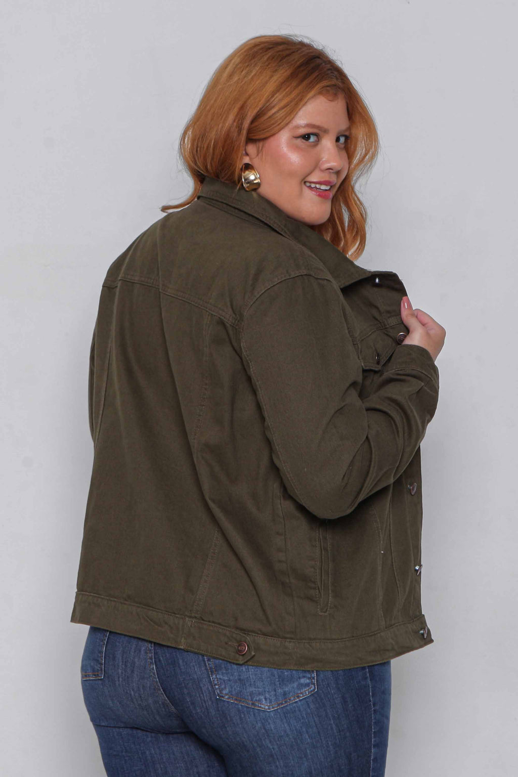 Jaqueta Sarja Feminina Oversized Verde Militar