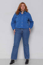 Jaqueta Sarja Feminina Oversized Azul sem Elastano