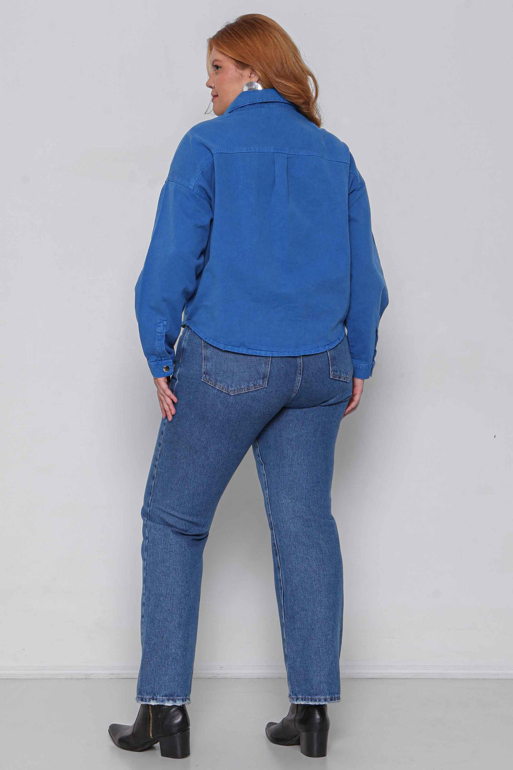 Jaqueta Sarja Feminina Oversized Azul sem Elastano