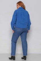 Jaqueta Sarja Feminina Oversized Azul sem Elastano