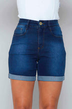 Bermuda Feminina Meia Coxa Barra Dobrada Padrão a Plus com Elastano