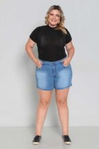 Short Feminino Jeans Claro com Elastano